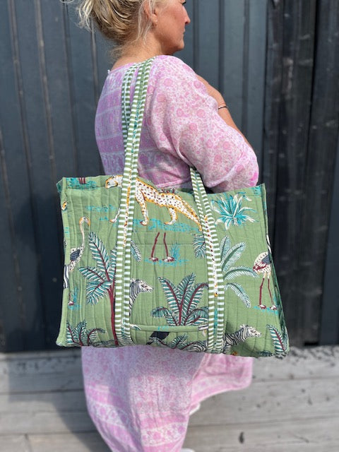Strandbag vattert jungle green