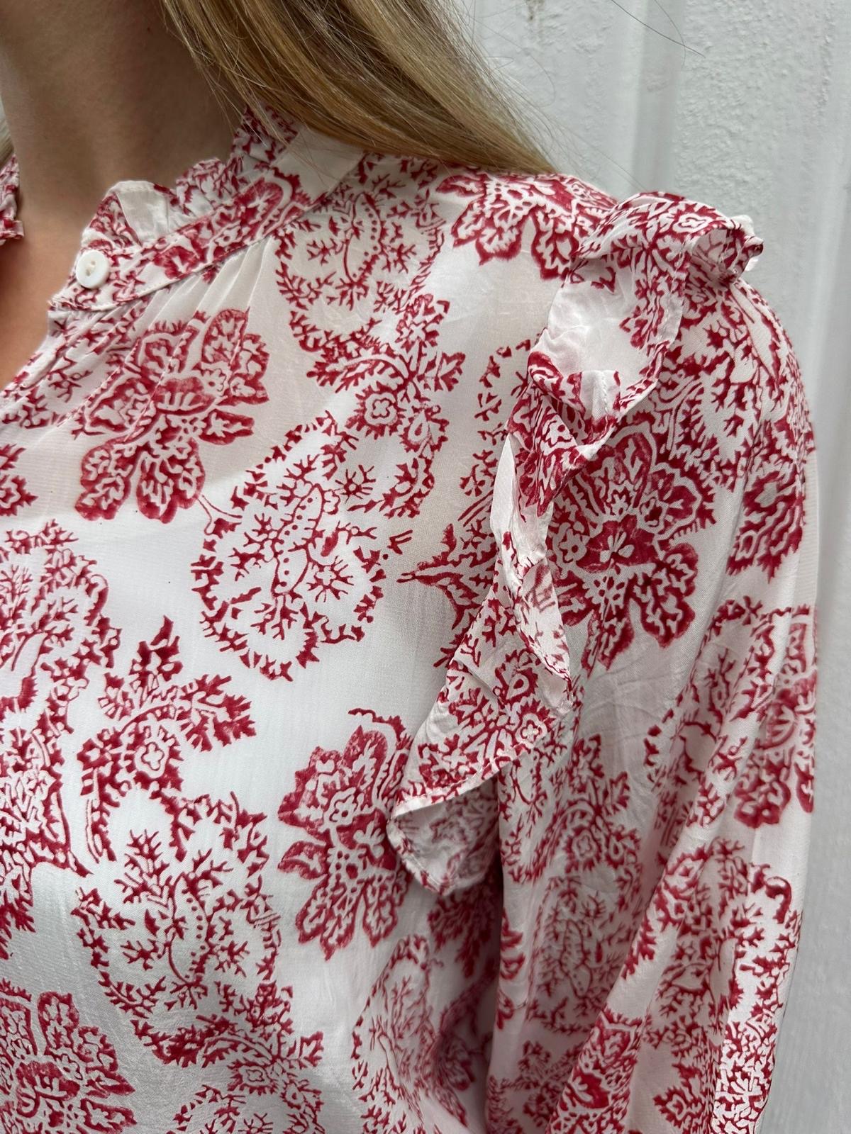 Alexandra bluse rød/hvit