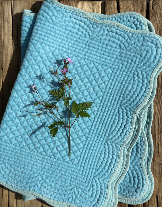 Spisebrikke avlang velur 35x50 cm turqoise