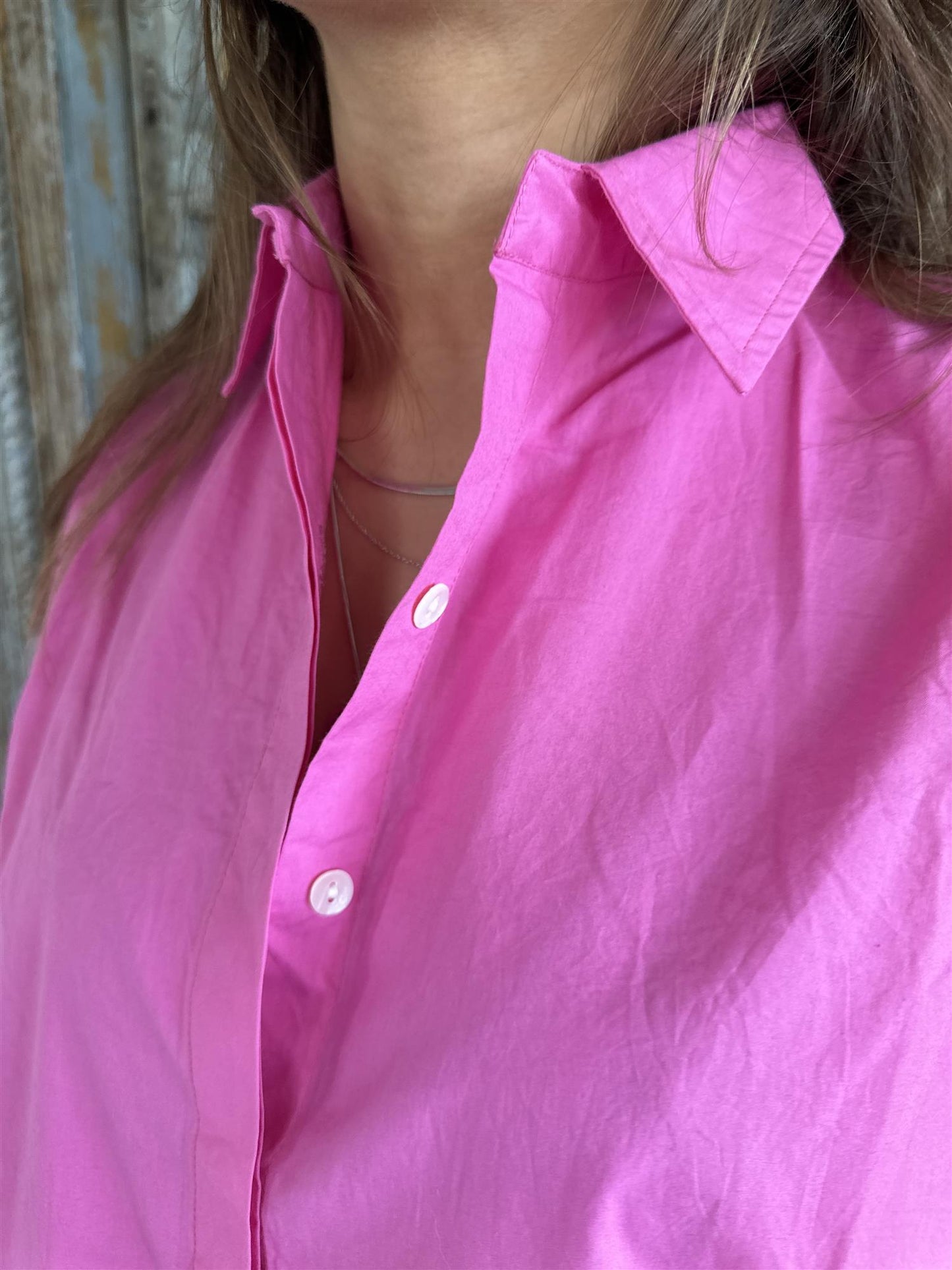 Tina skjortekjole med belte pink