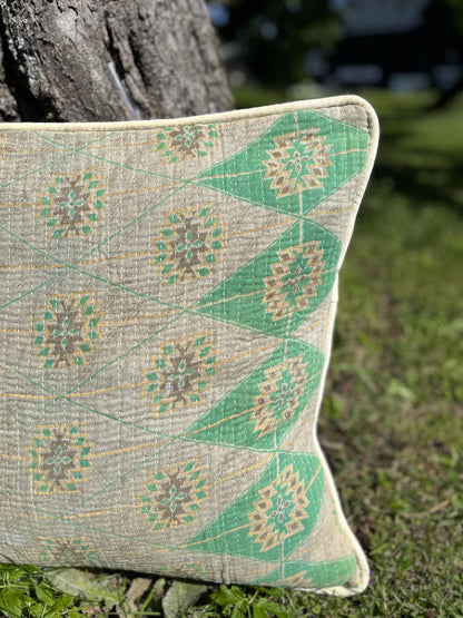 Putetrekk vintage kantha med rulour 50x50 cm #15