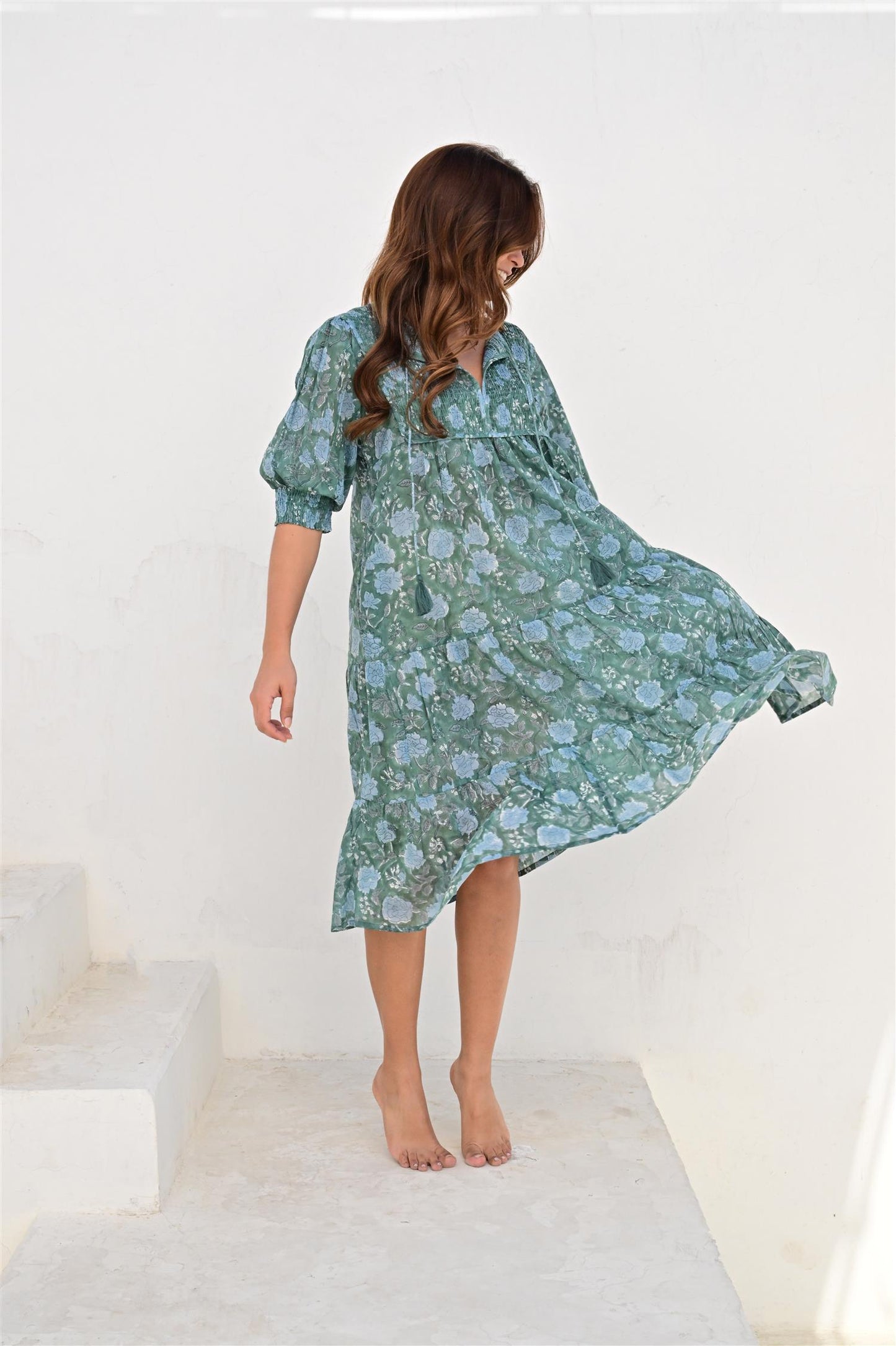 Montpellier smekkekjole bobbin teal green