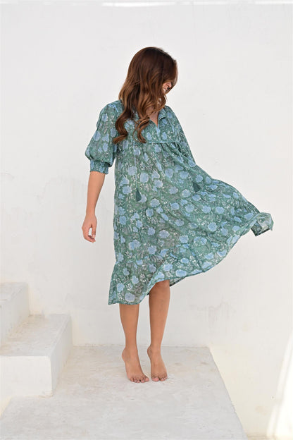 Montpellier smekkekjole bobbin teal green