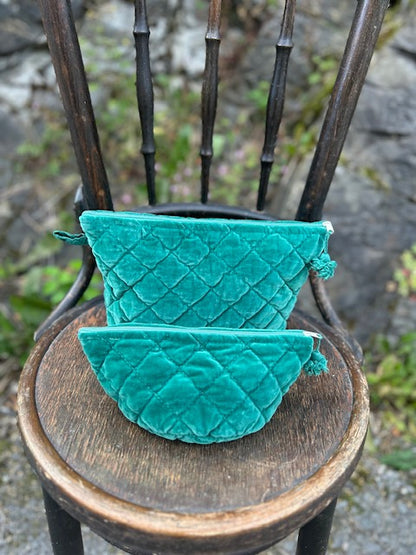 Toalettmappe velur Bright green