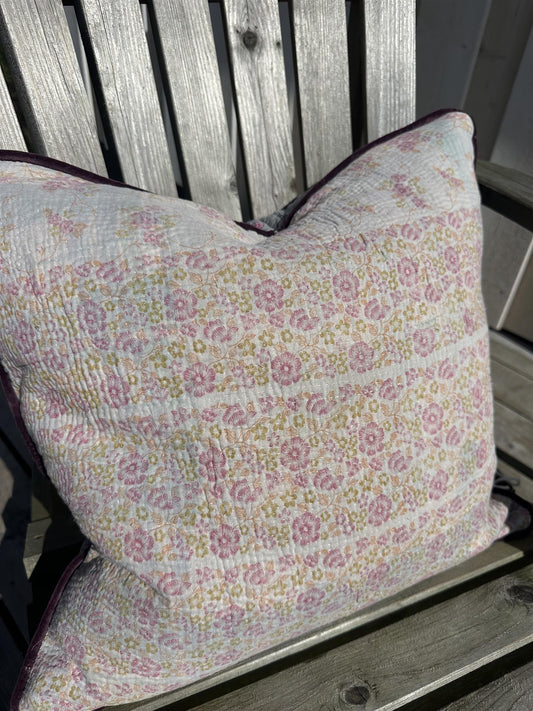 Putetrekk vintage kantha blokktrykket bakside 50x50 cm Nr 3