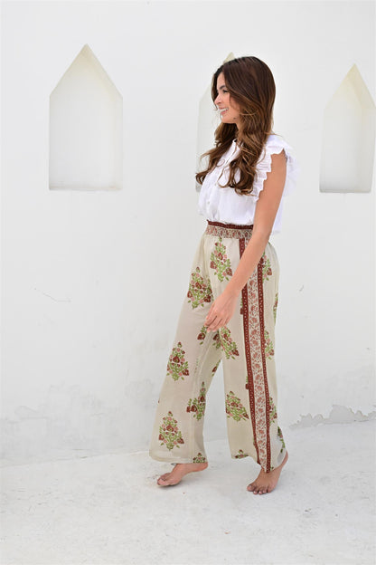 Nimes bukse sand/maroon