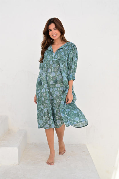 Montpellier smekkekjole bobbin teal green
