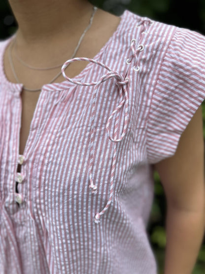 Line kort kjole pink stripe