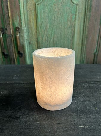 Alabast cylinder white H: 10 cm