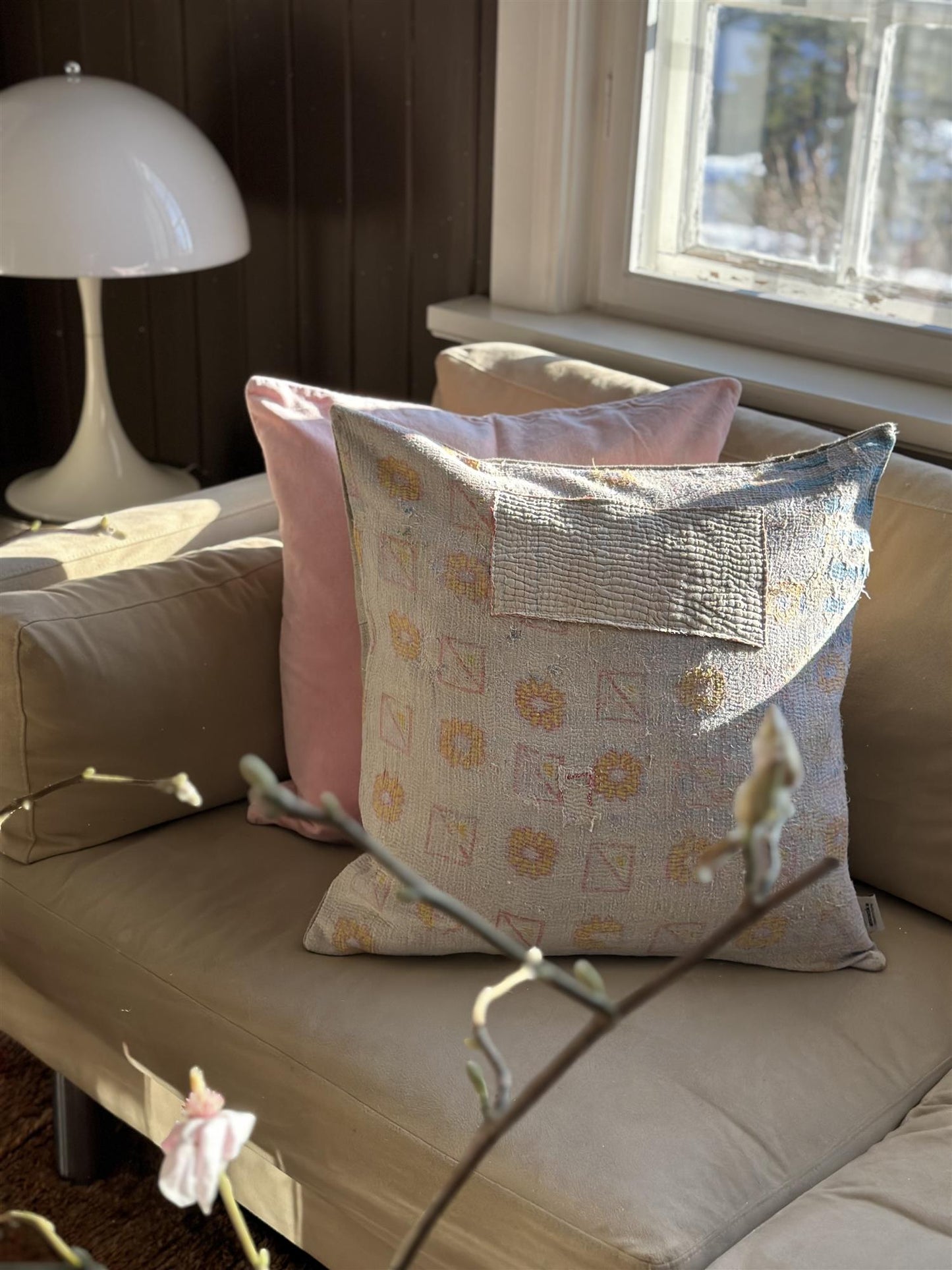 Putetrekk vintage kantha 50x50 cm Nr 72