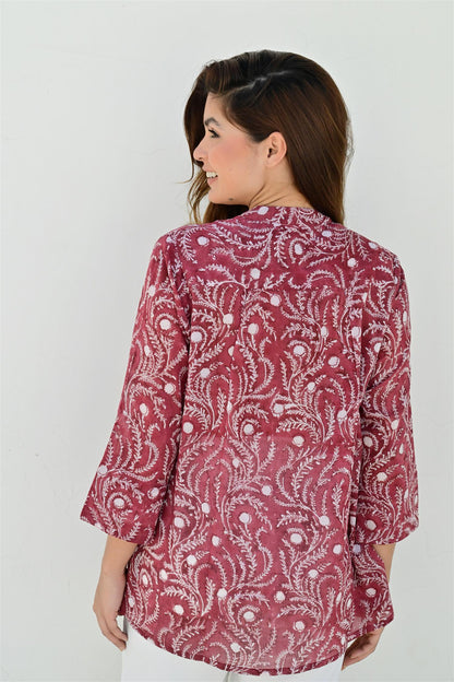 Bandol bluse biser rosso/powder pink