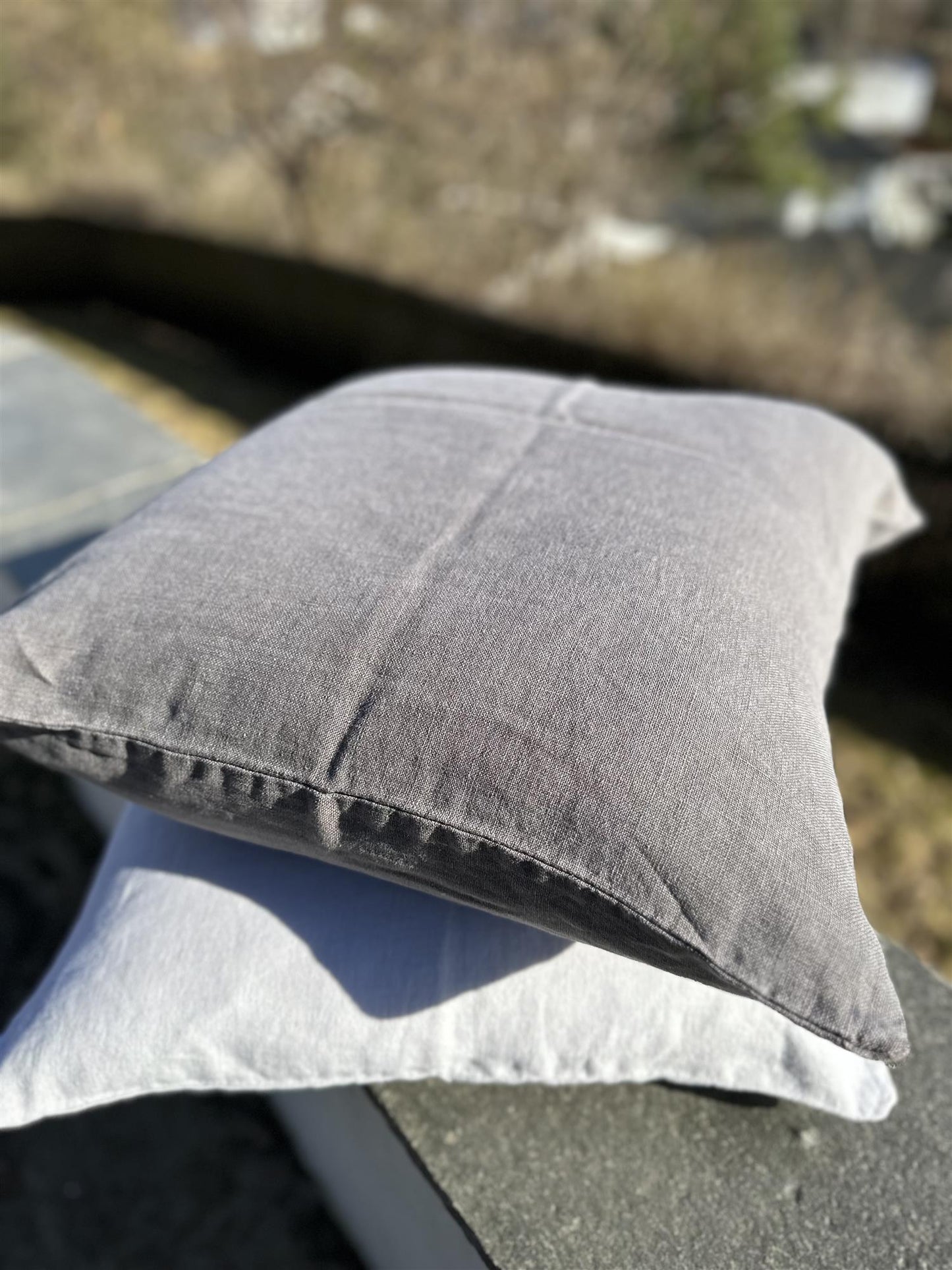 Putetrekk 100% lin m/knapper 50 x 50 cm grey