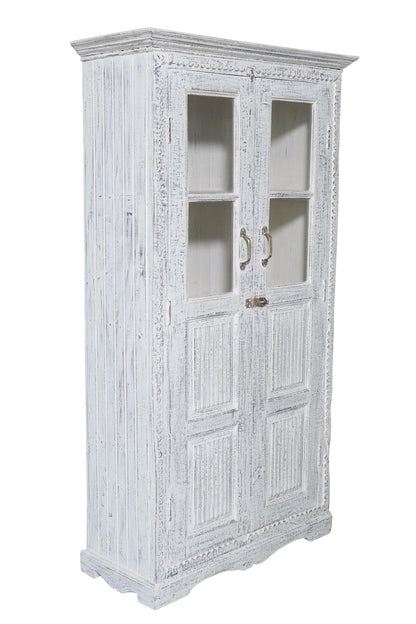 Skap vintage med glass hvitt