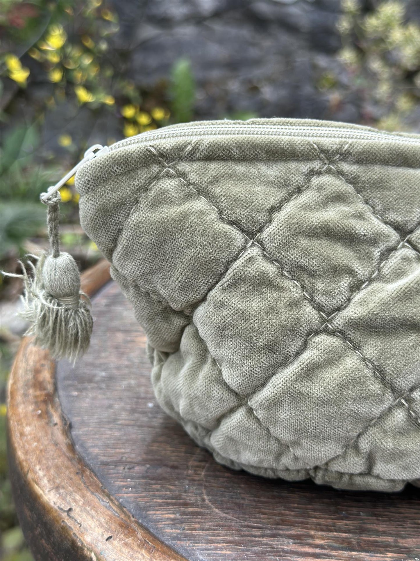 Sminkepung velur 15xH10 cm olivo