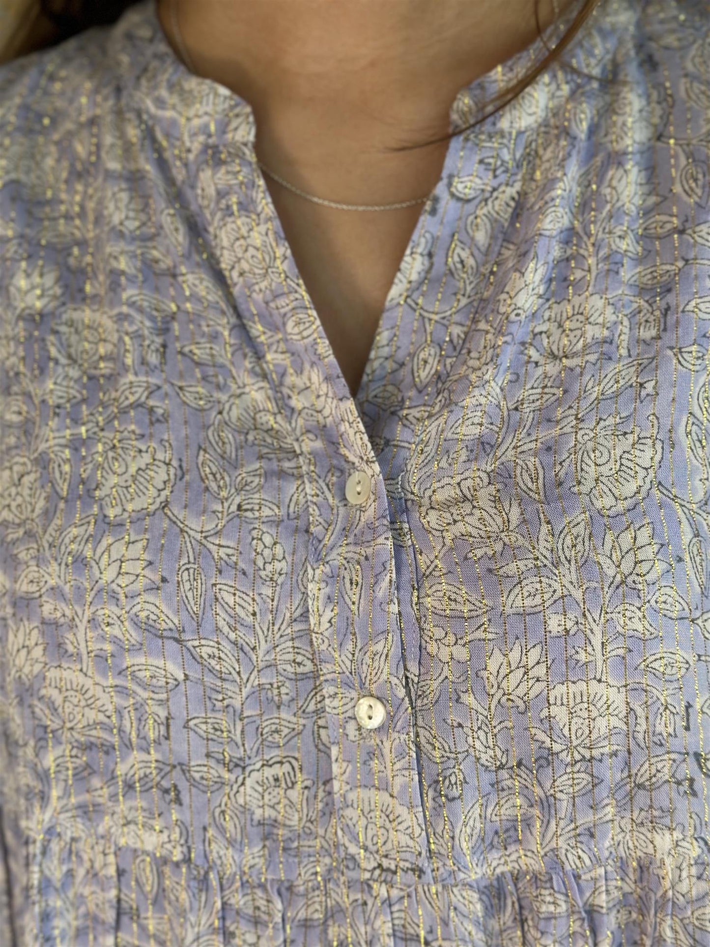 Nina kort kjole med lurex blå