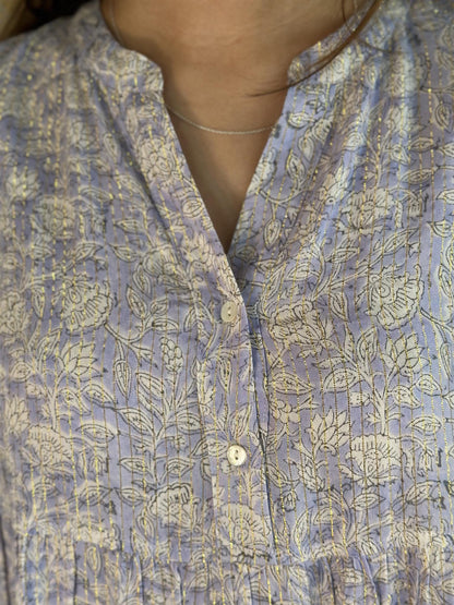 Nina kort kjole med lurex blå
