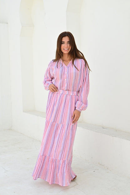 Marseille skjørt langt stripe purple
