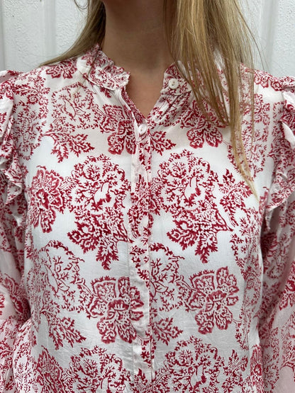 Alexandra bluse rød/hvit