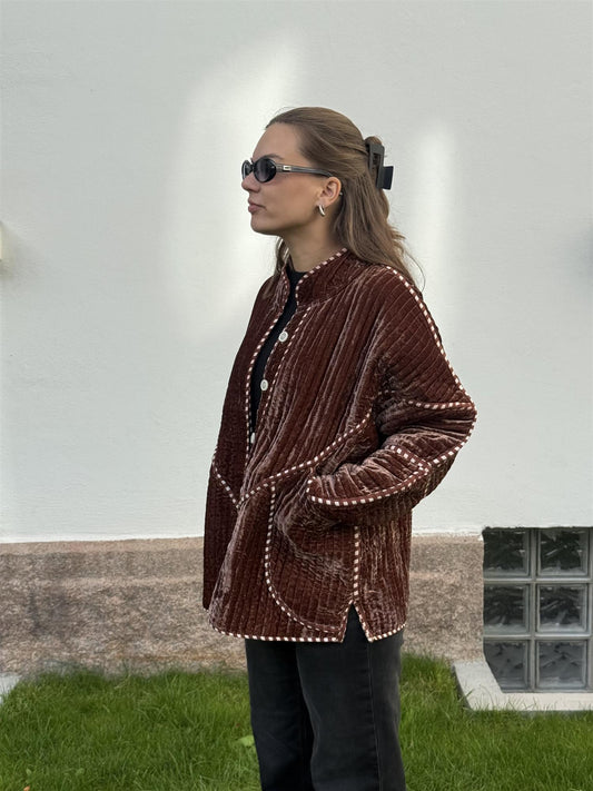 Erika jakke silkevelur brun