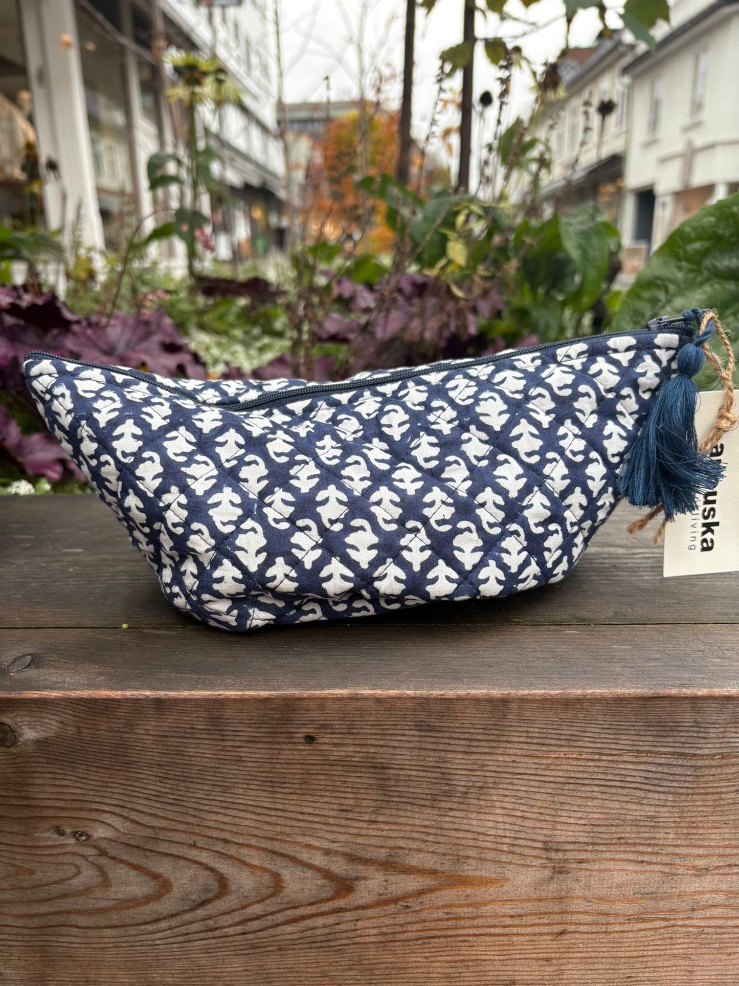 Sminkepung blokktrykket Santo Stefano midnight blue