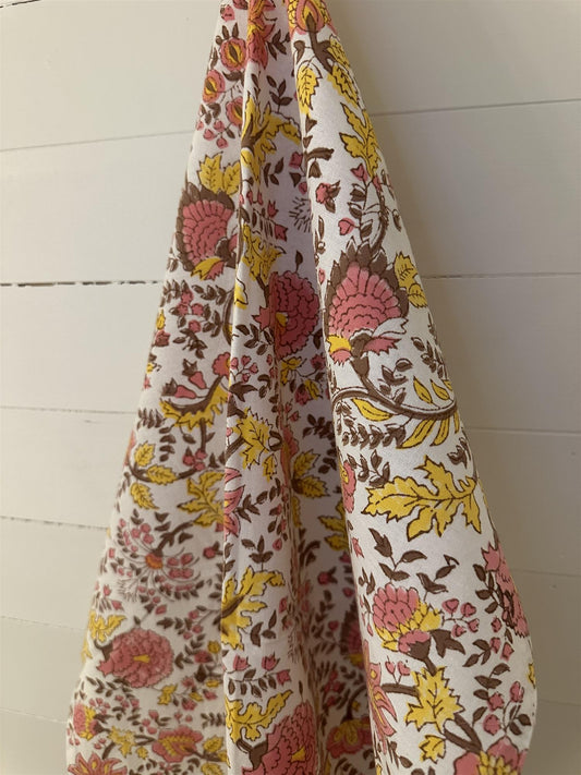 Kjøkkenhåndkle Fleur yellow blokkprint
