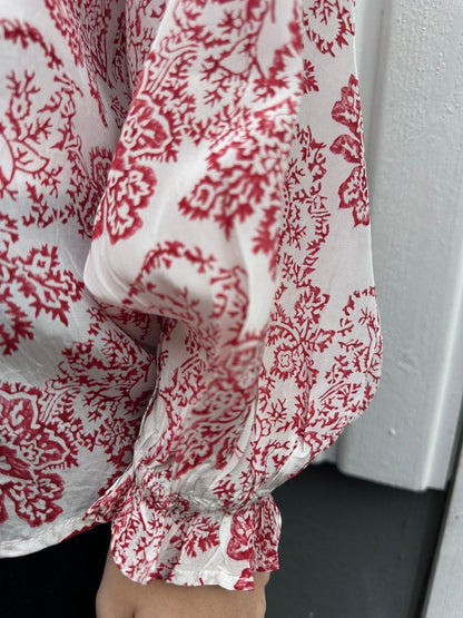 Alexandra bluse rød/hvit
