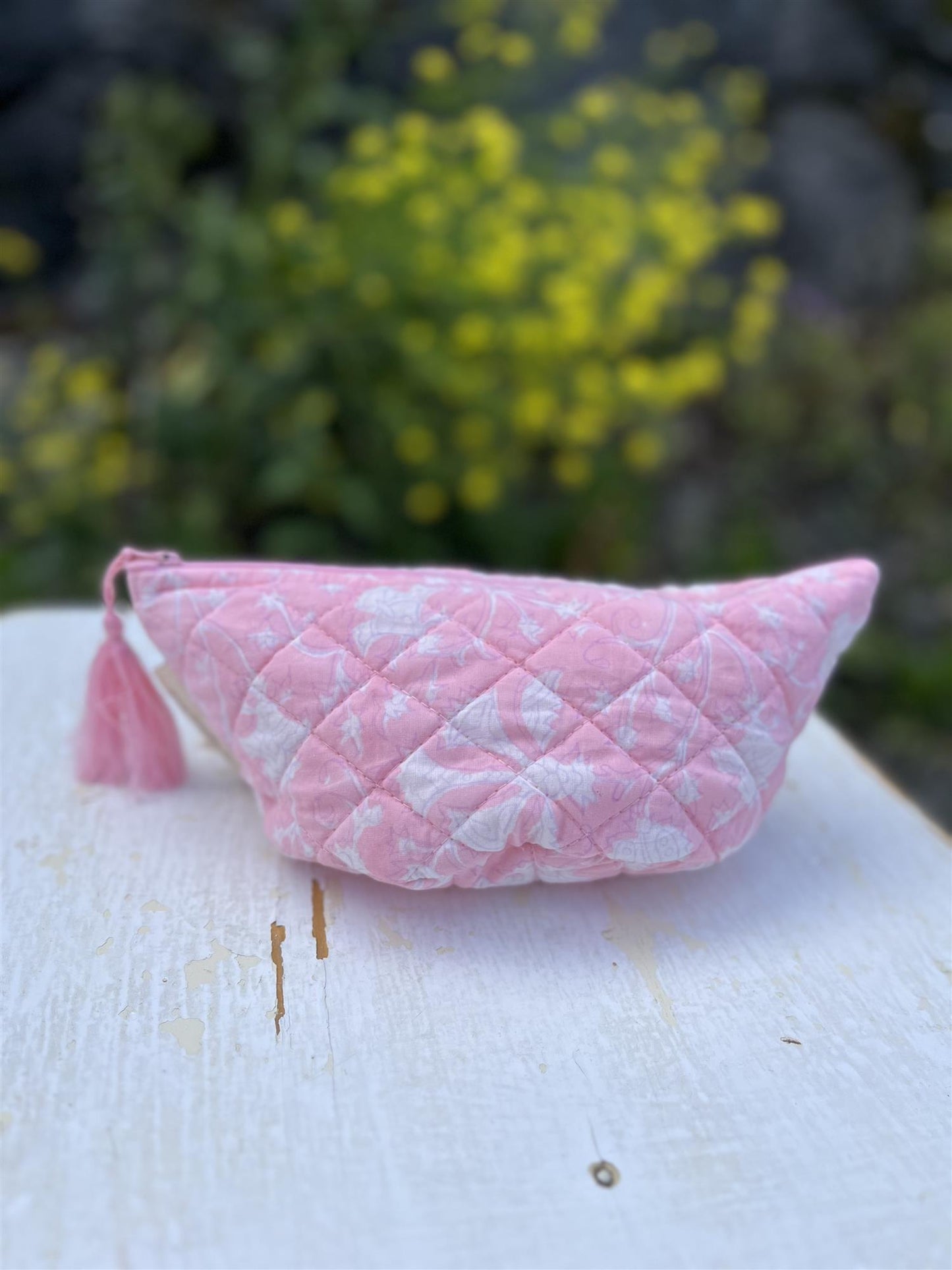 Sminkepung blokktrykket new pink print