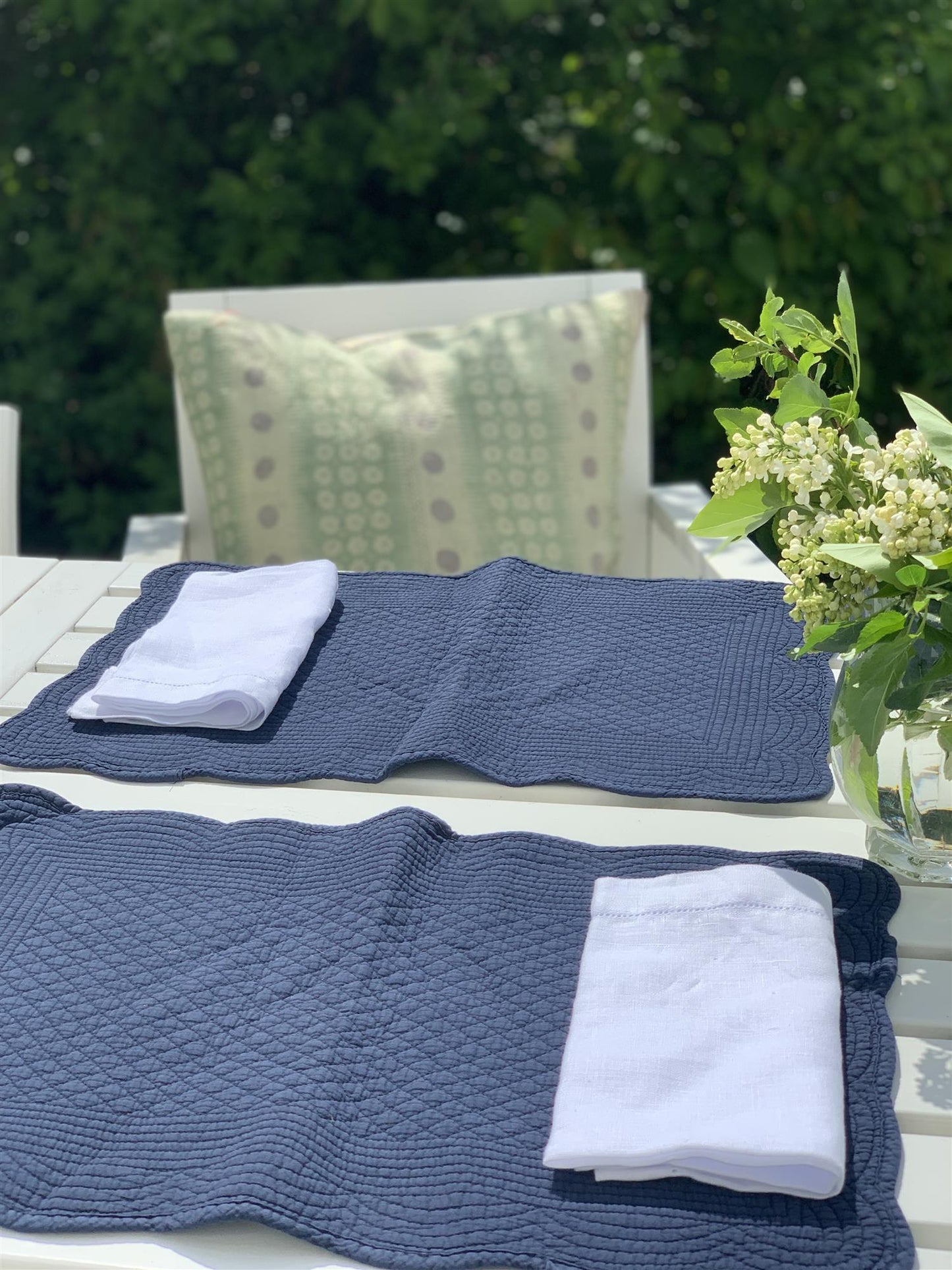 Spisebrikke avlang bomull 35x50 cm Navy