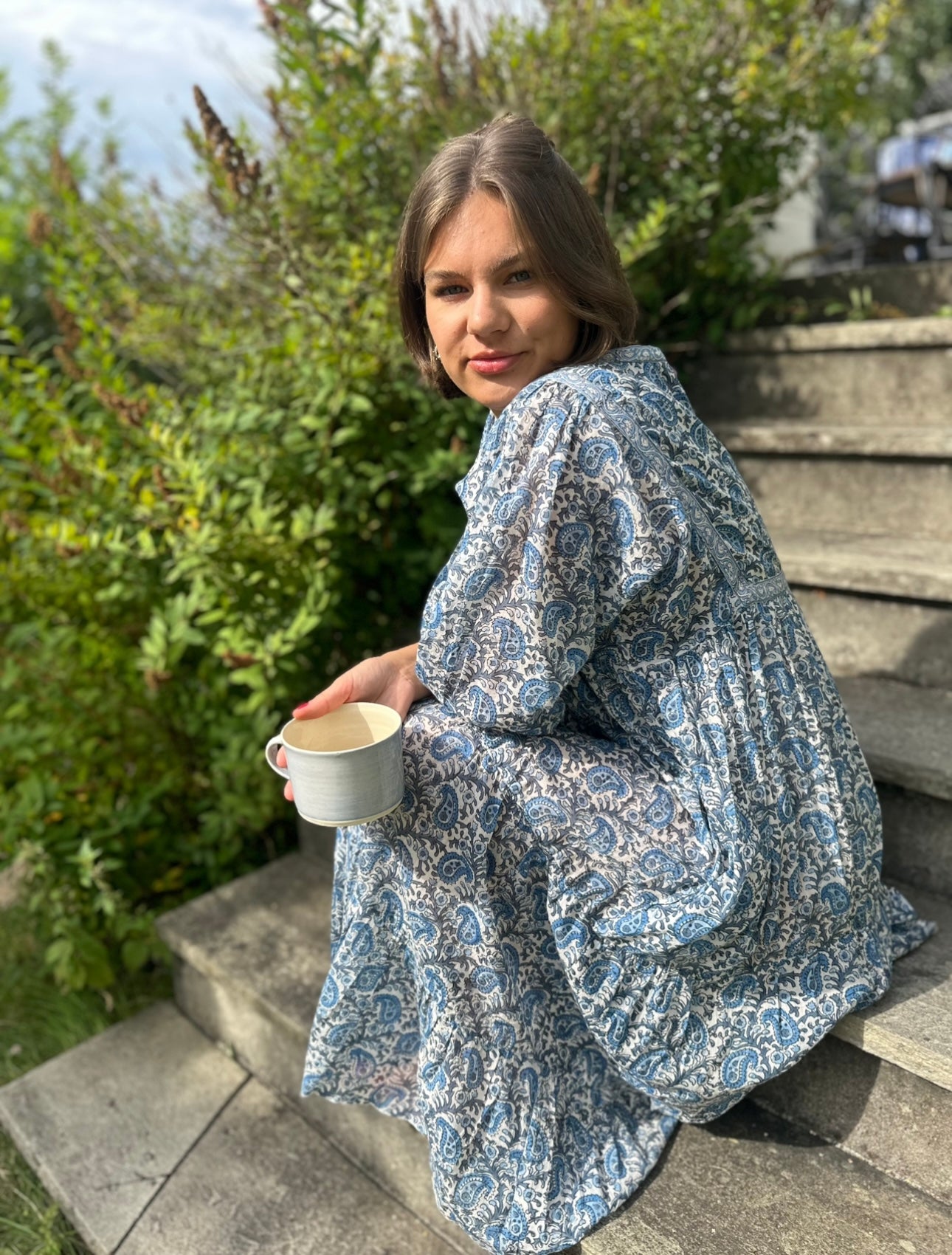 Tone smekkekjole paisley blue