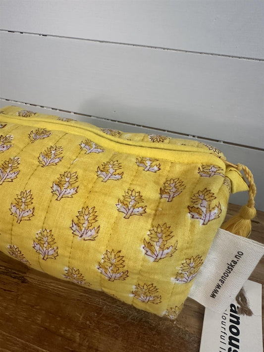 Sminkepung blokktrykket Clementine yellow
