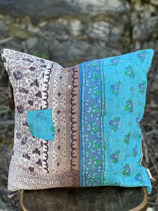 Putetrekk vintage kantha 50x50 cm Nr 23