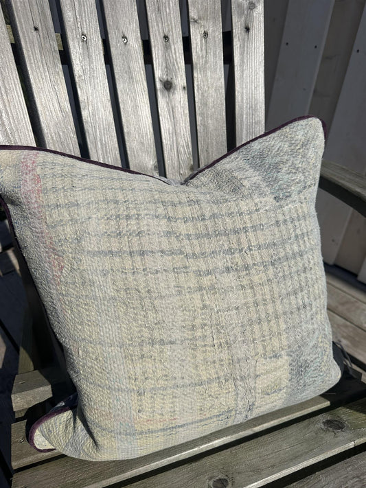 Putetrekk vintage kantha blokktrykket bakside 50x50 cm Nr 1