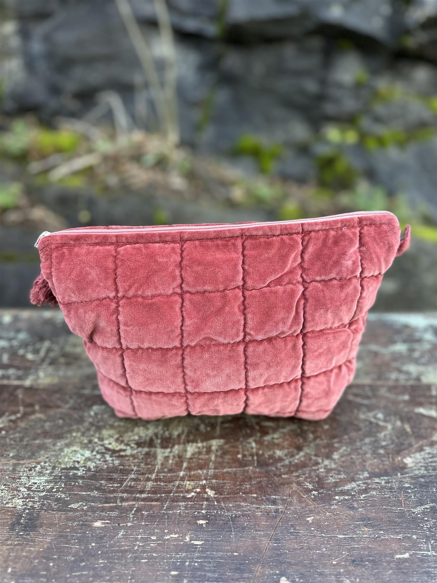 Toalettmappe velur Burgundy