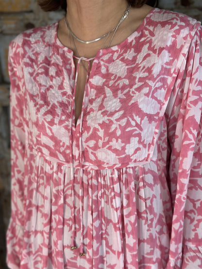 Catalina smekkekjole pink & hvit
