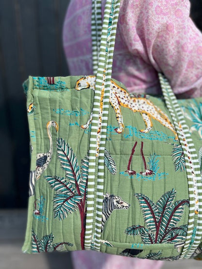Strandbag vattert jungle green