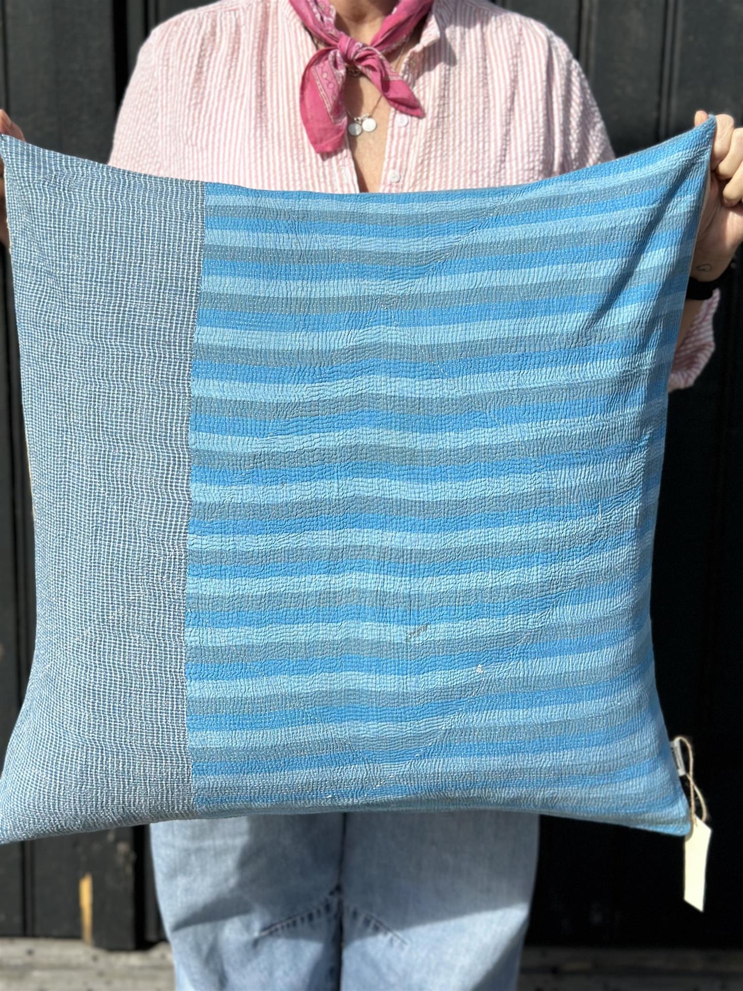 Putetrekk vintage kantha 60 x 60 cm Nr 12