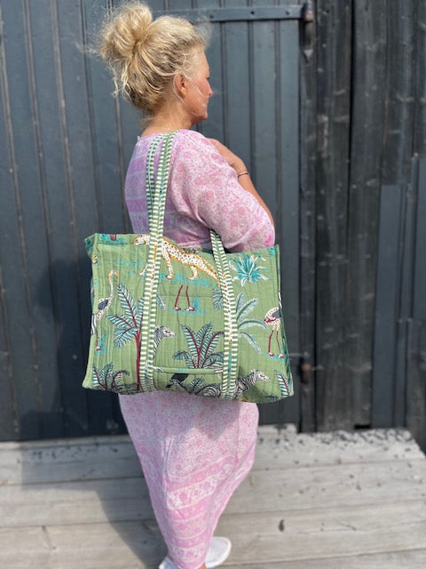 Strandbag vattert jungle green