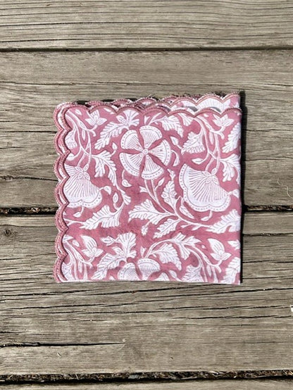 Serviett blokktrykket old rose