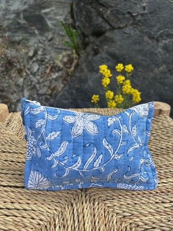 Pung i blokktrykk jeans blue