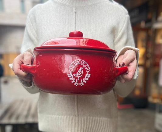 Ildfast terracotta gryte med lokk Ø: 27 cm rød
