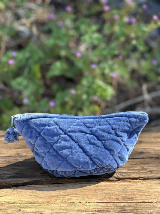 Sminkepung velur 15xH10 cm navy
