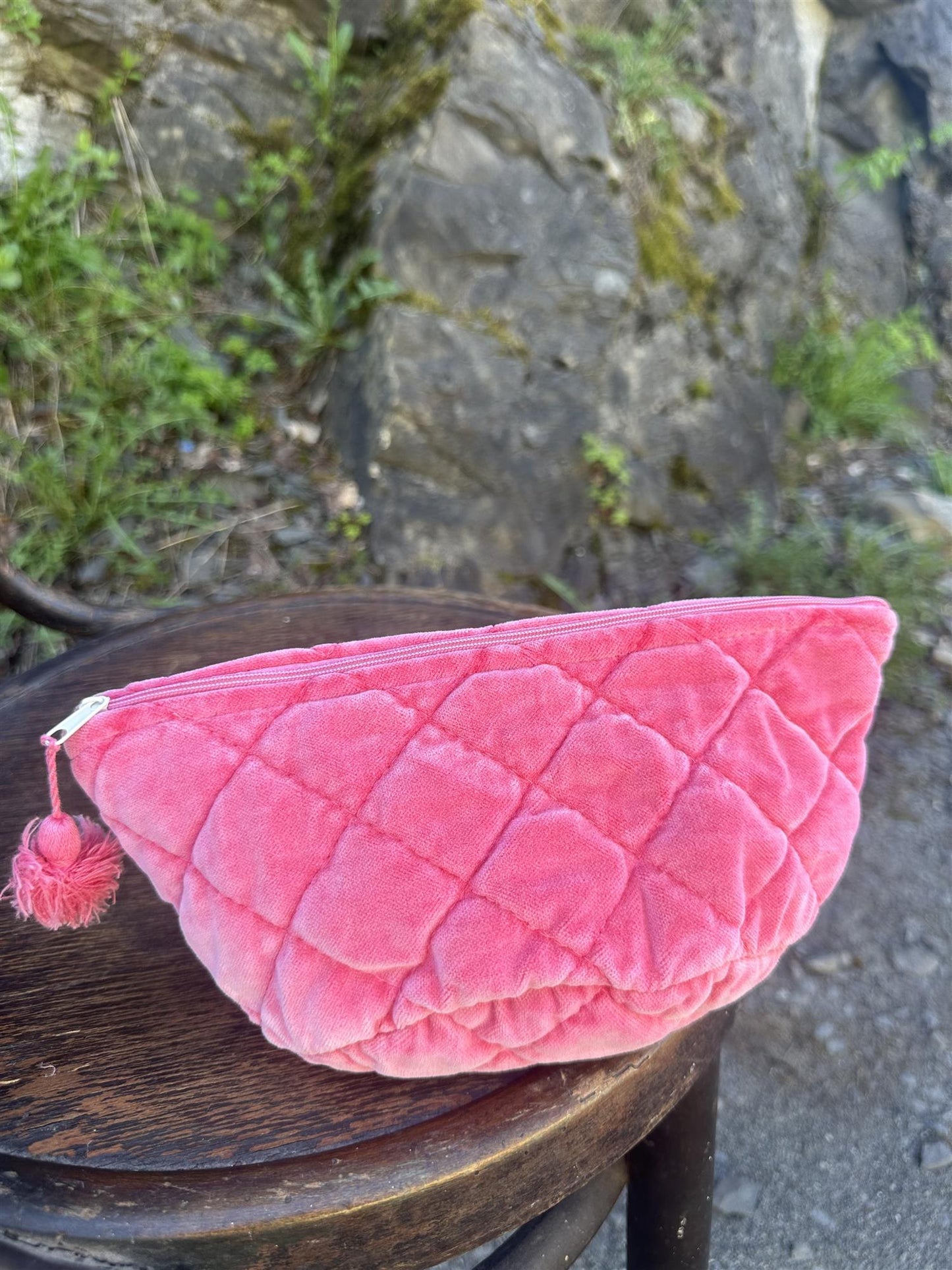 Sminkepung velur 15xH10 cm Neon pink