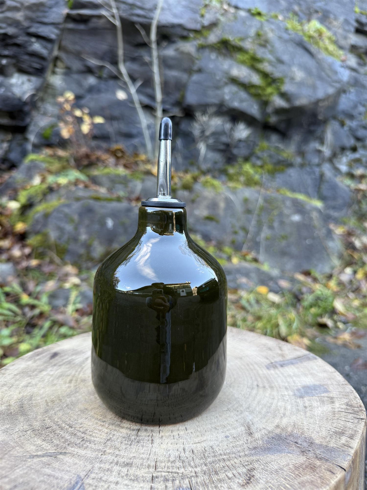 Oljeflaske med helletut H 18 cm grønn