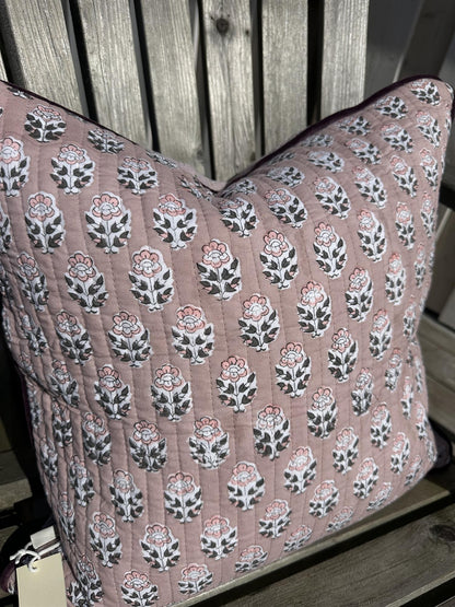 Putetrekk vintage kantha blokktrykket bakside 50x50 cm Nr 4