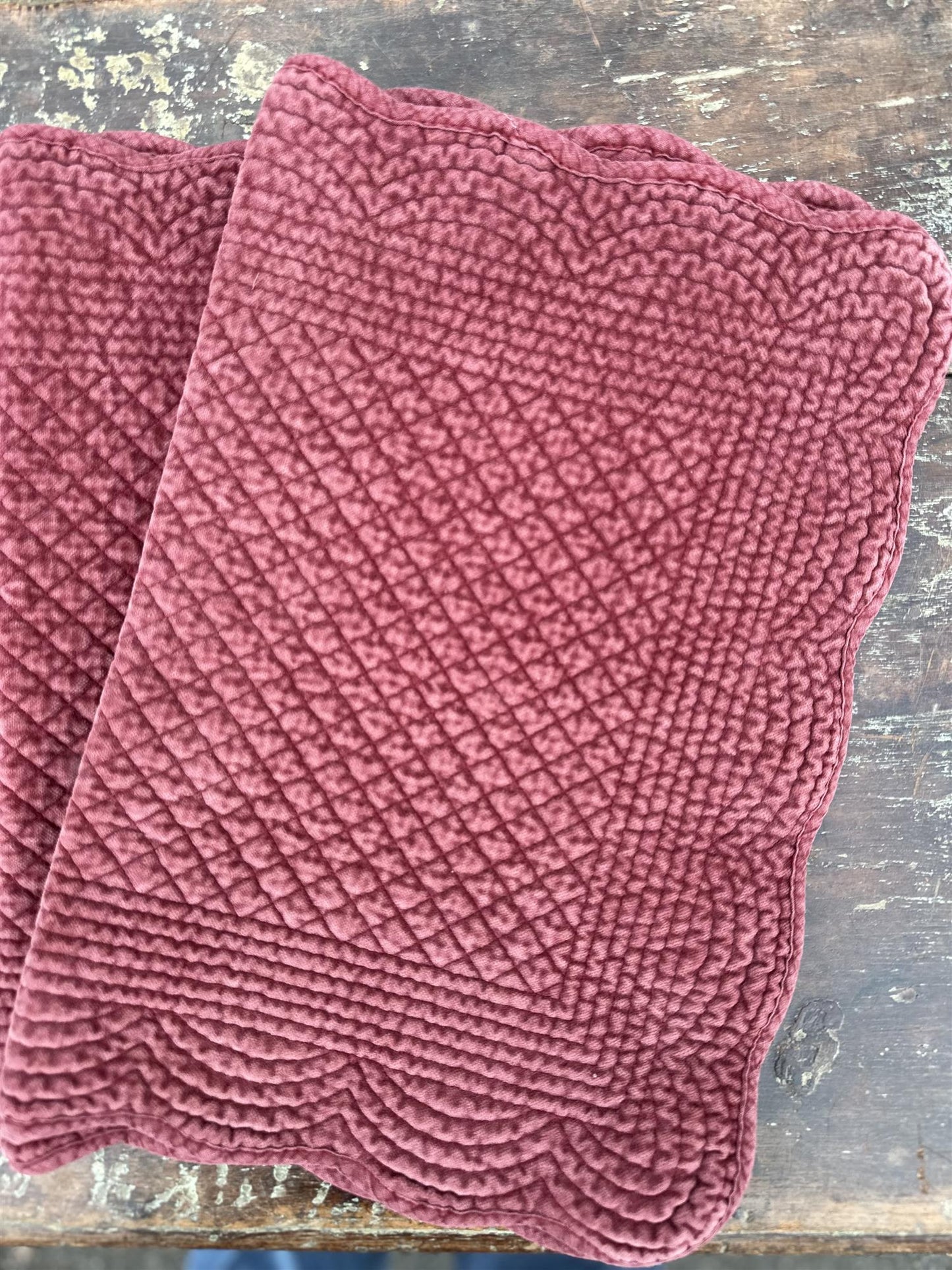 Spisebrikke avlang velur 35x50 cm  Port wine