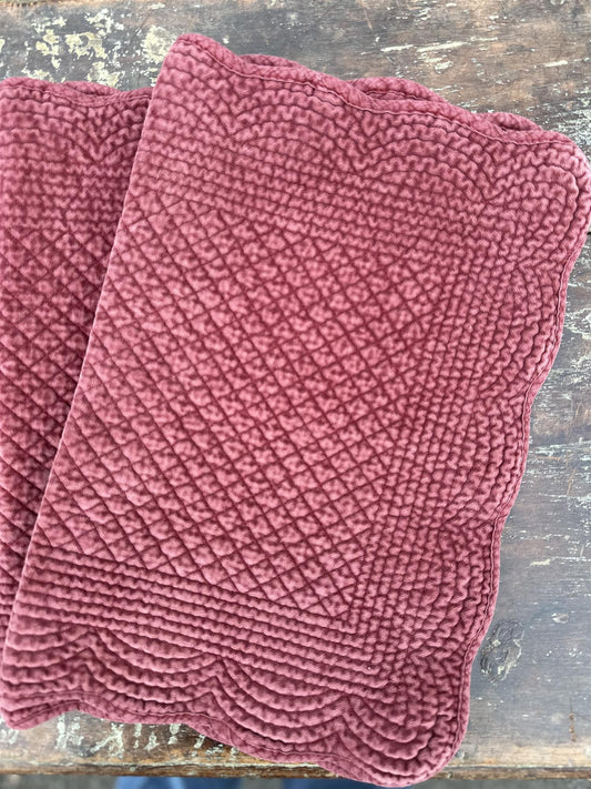 Spisebrikke avlang velur 35x50 cm  Port wine