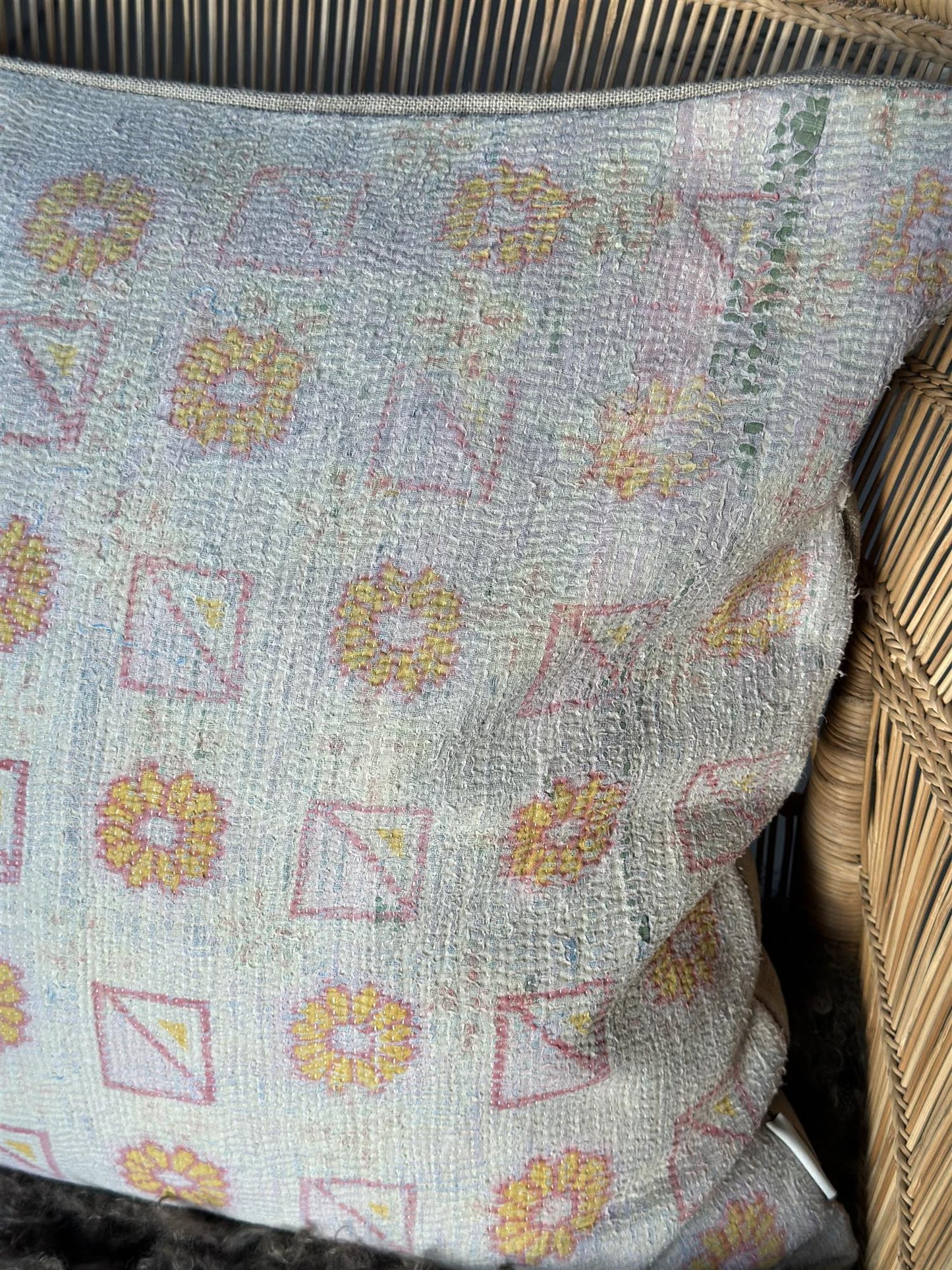Putetrekk vintage kantha 50x50 cm Nr 97