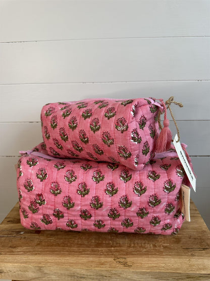Sminkepung blokktrykket Clementine pink