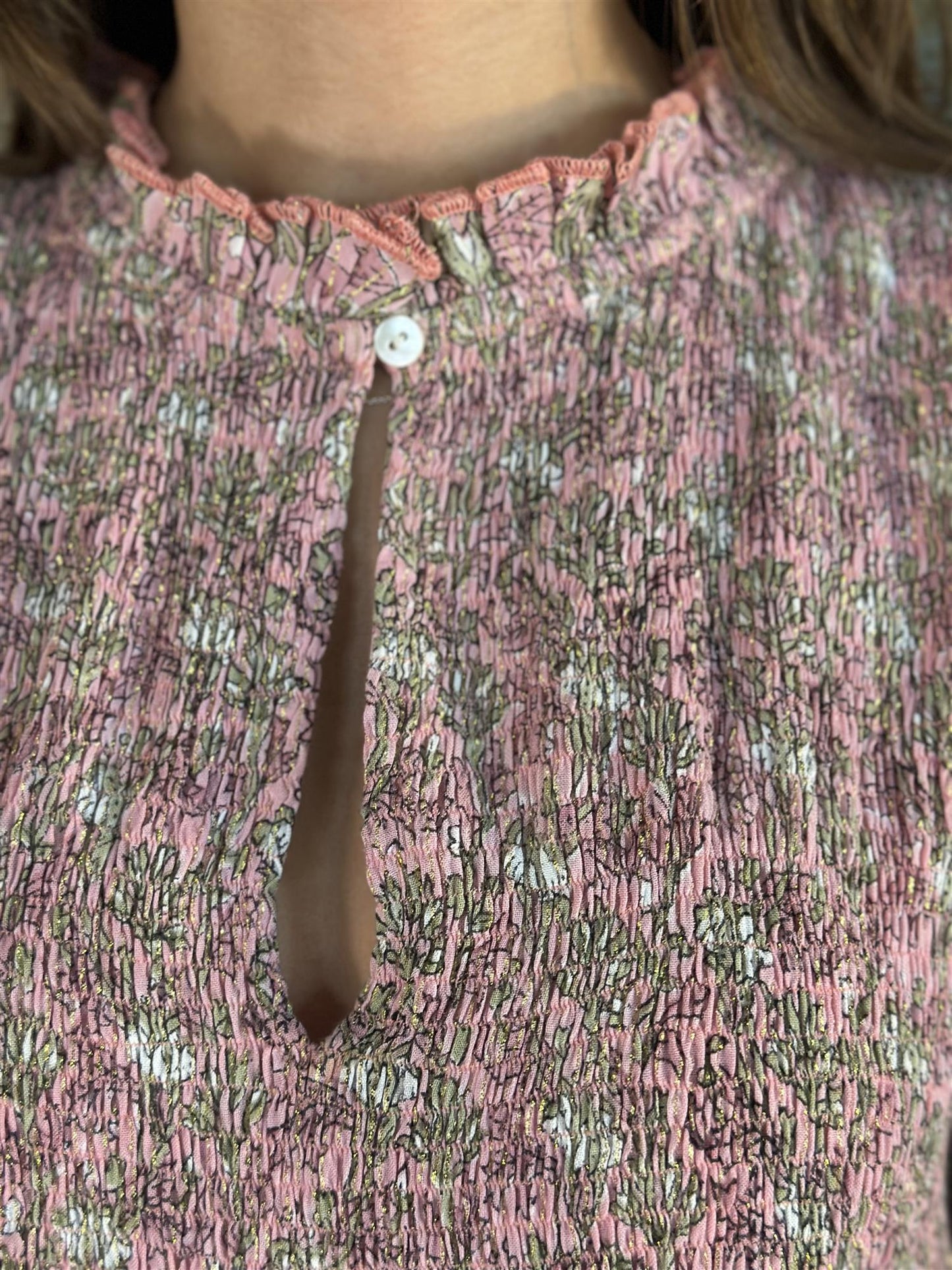 Nathalie lang kjole med lurex pink