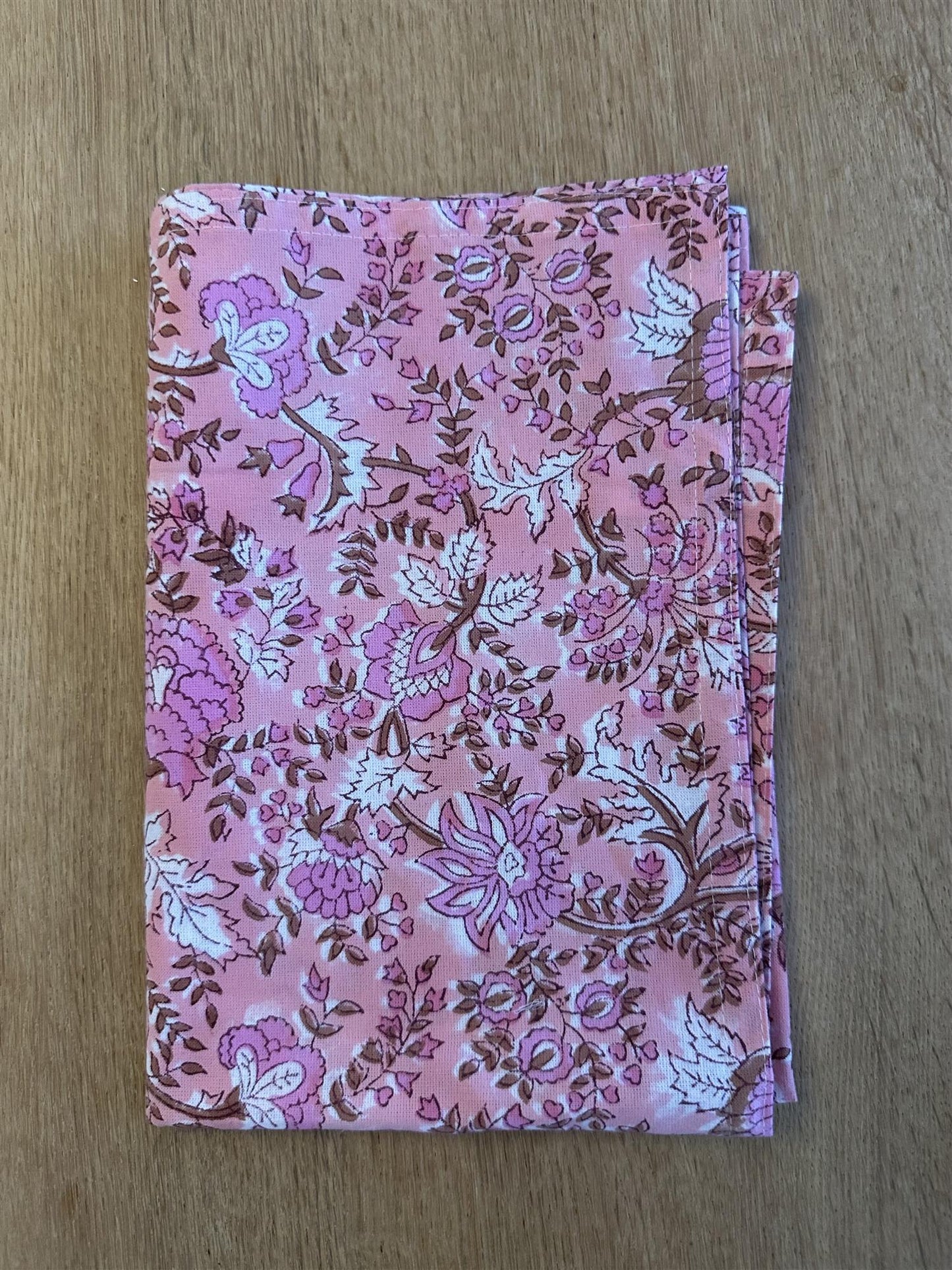 Kjøkkenhåndkle Fleur pink blokkprint